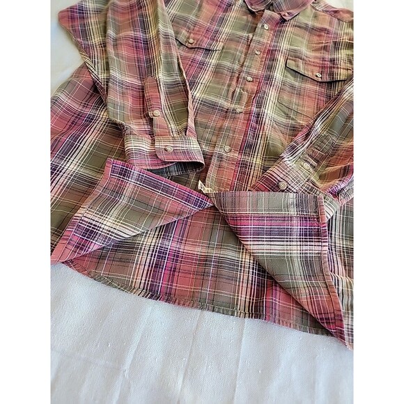 Panhandle Slim Shirt Mens XL Button Down Brown Red Plaid Western Cowboy Cotton - Picture 9 of 15